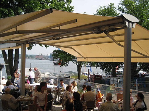 markiser til café