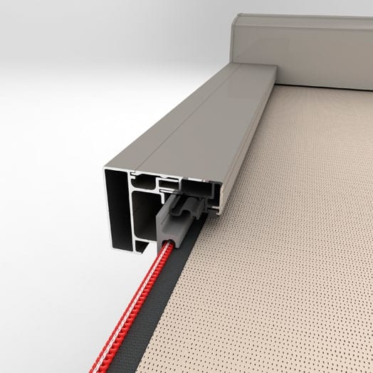 Zipsystem for udvendig solafskærmning på en Renson Topfix