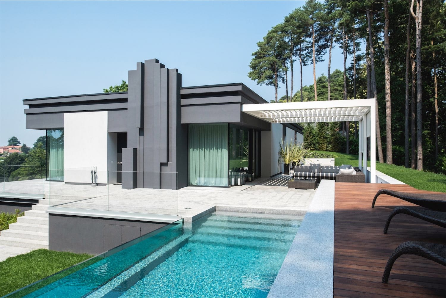 Dobbelt pergola med sammenbygget Renson Camargue