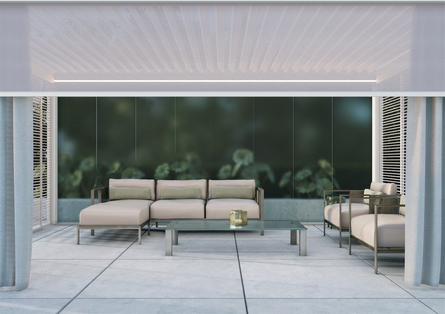 Design Style Crystal Lounge på en Renson Pergola