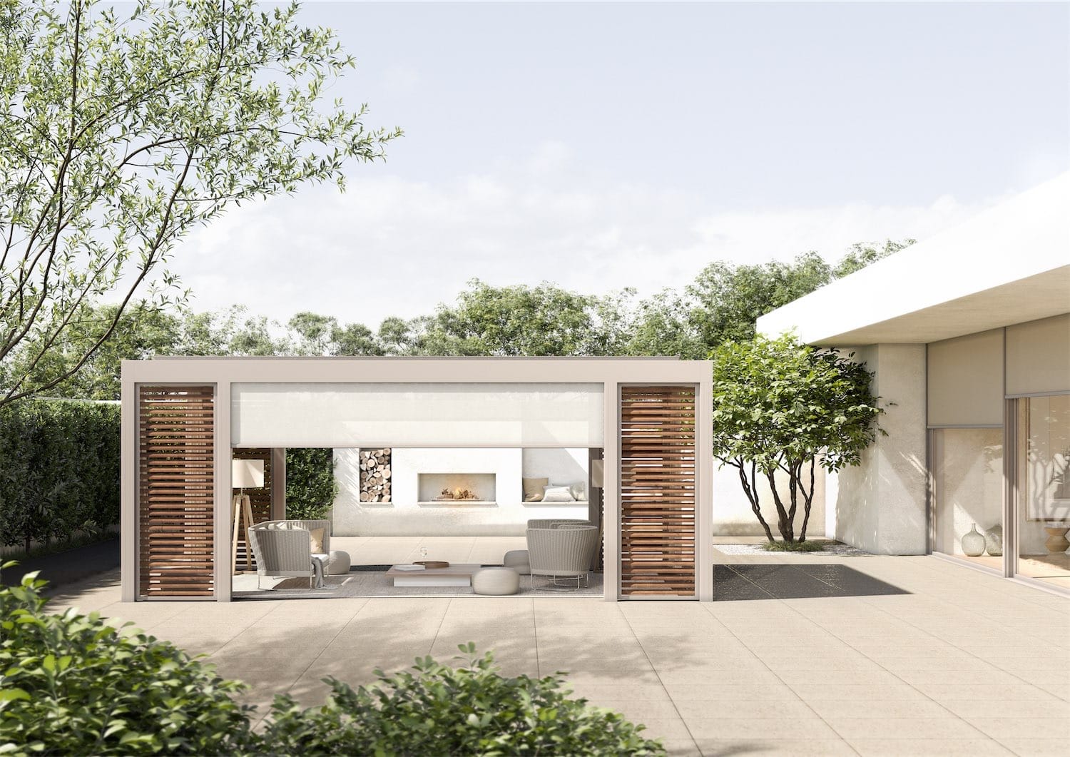 Pergola med lameller fra Renson i design style Pure Essence