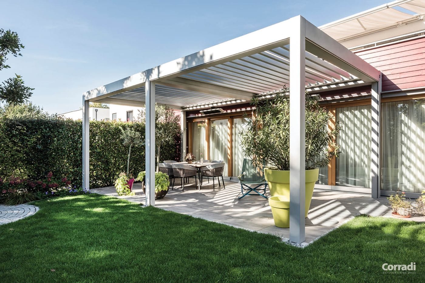 Overdækket terrasse med en dobbelt Imago pergola