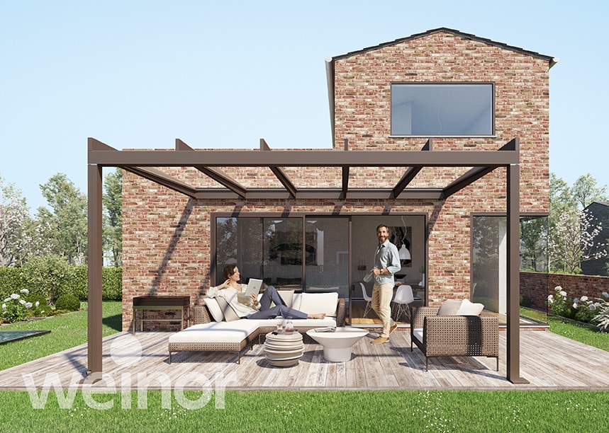 Stærk terrasseoverdæknig i kubisk design fra Weinor
