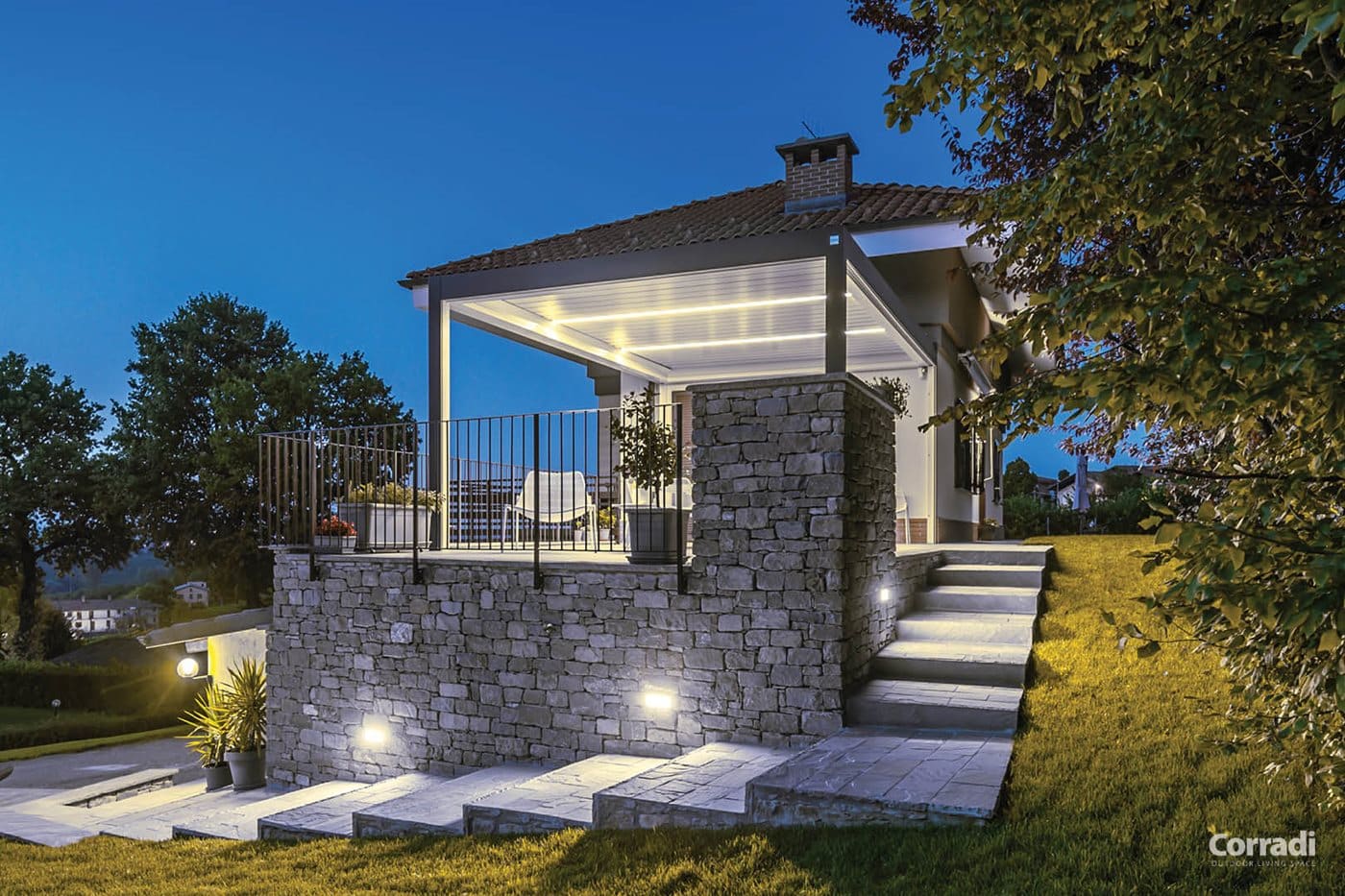 Imago elektrisk pergola med led lysjpg Corradi Imago elektrisk pergola med led-lys