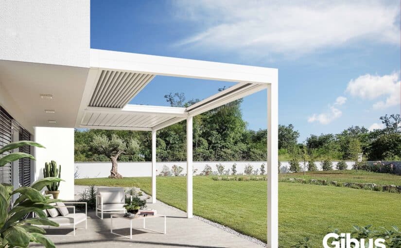 Pergola med oplukkeligt tag fra Gibus model Sway