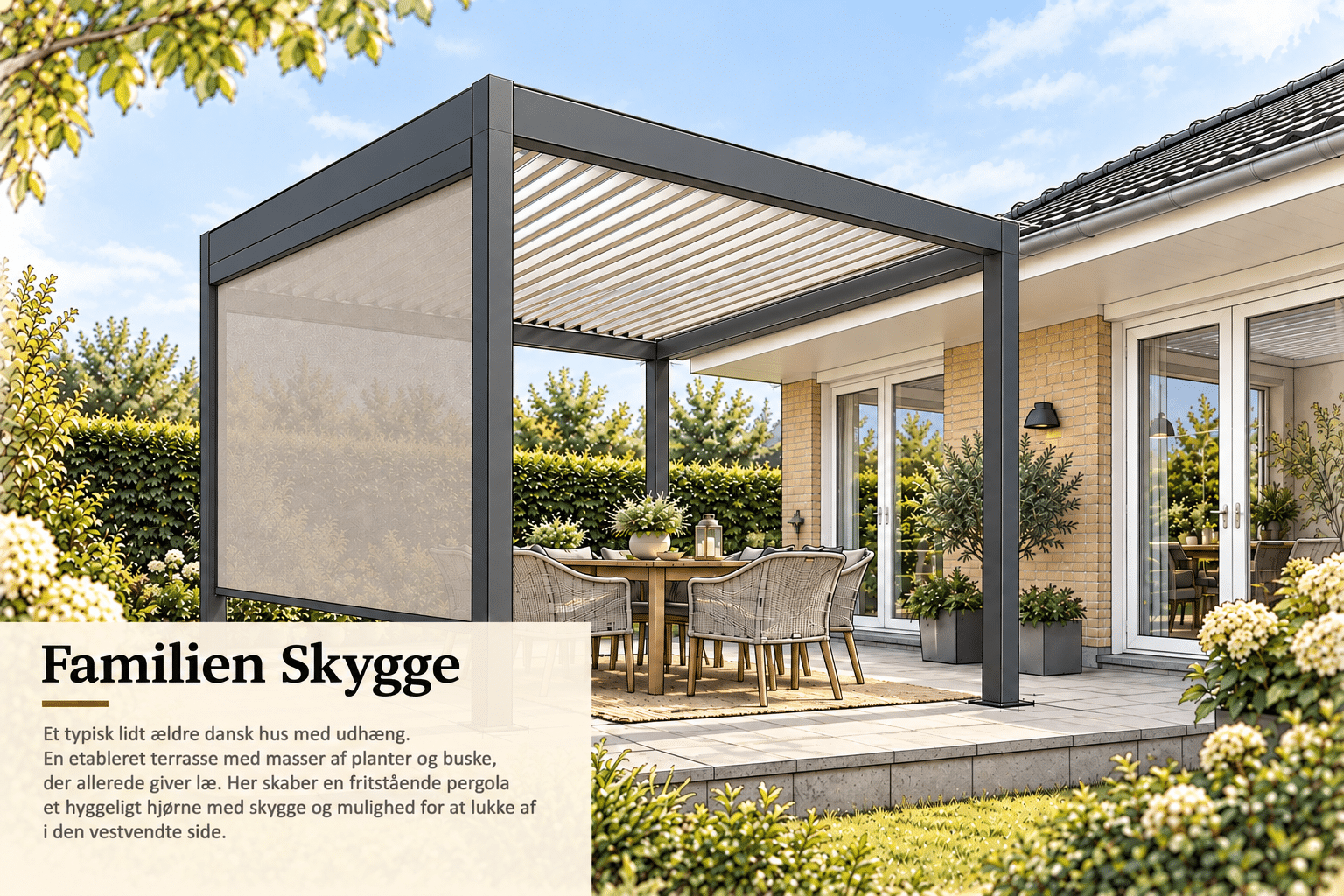 Familien Skygge Pris på pergola for familien Skygge