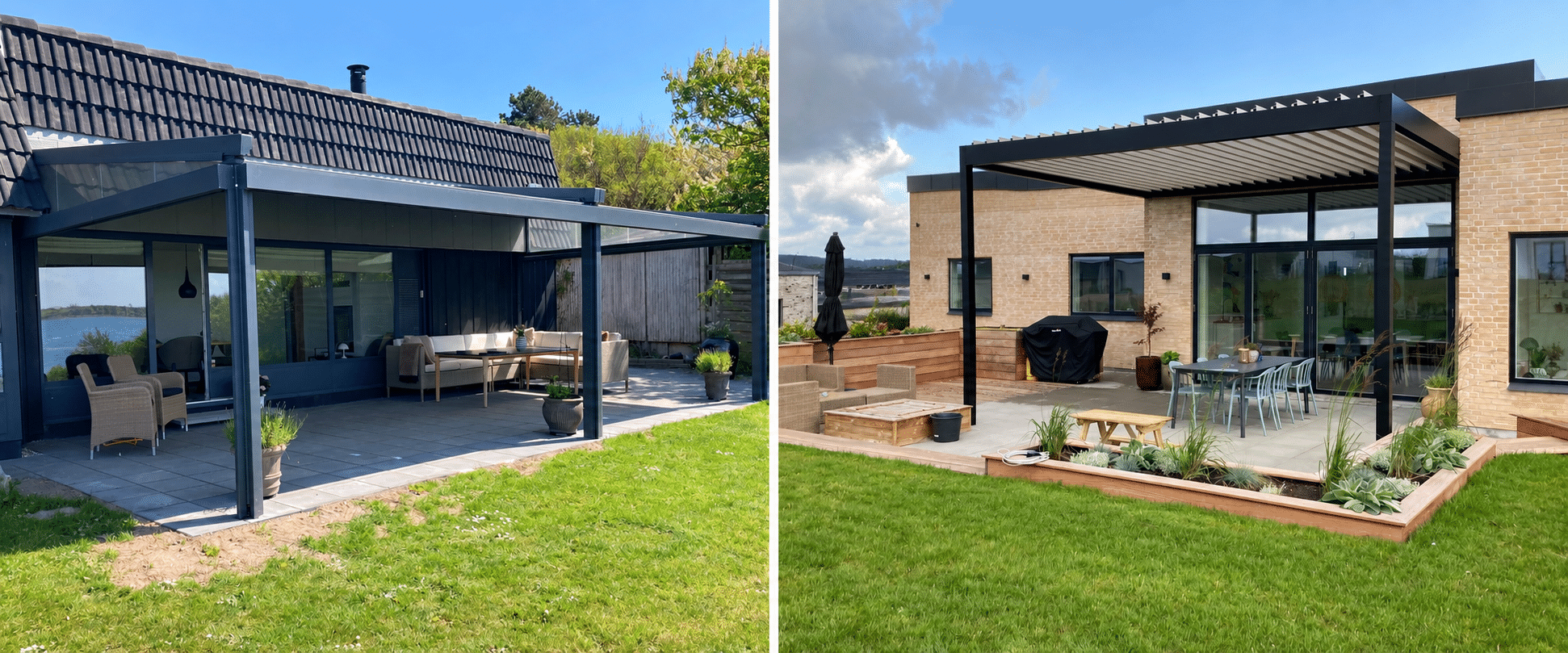 Forskellige pergolaer med tag Pergola med lameltag sammenlignet med pergolamarkise med tekstiltag